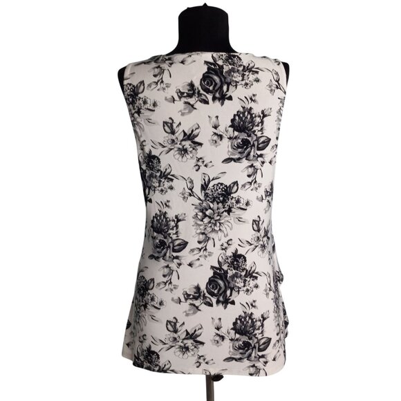 White House Black Market Size M Tank Top Floral Tiered Ruffle Sleeveless - Picture 3 of 7